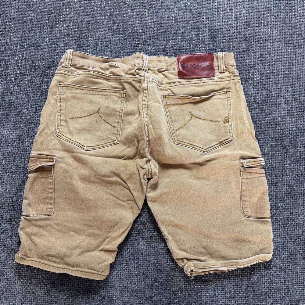 Rocawear Cargo Shorts Mens 34 Tan Y2K Baggy Streetwear Cotton Twill